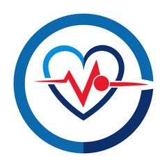 Minimal Heartbeat Circle Logo Design