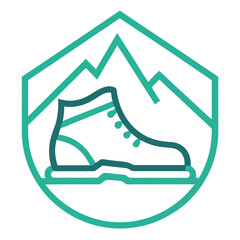 Minimal Hiking Boot Outline Logo Design