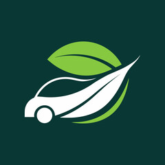Minimal Hybrid Car Leaf Symbol Logo Design
