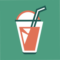 Minimal Iced Drink Glass Logo Design