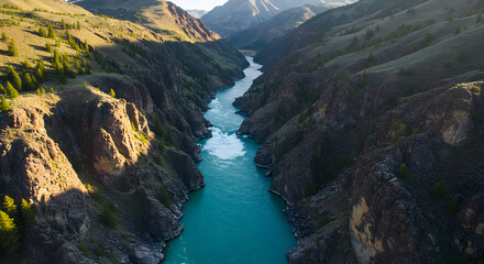 Obraz premium River gorge sunlight landscape