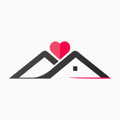 Minimal House Roof Heart Logo Design