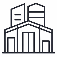 Minimal Industrial Warehouse Outline Logo Design
