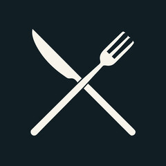 Minimal Knife Fork Crossed Logo Design