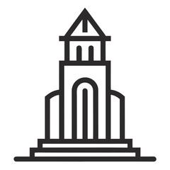 Minimal Landmark Tower Outline Logo Design