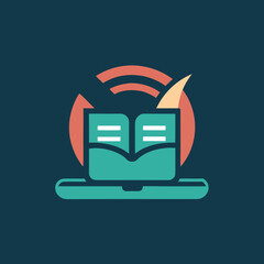 Minimal Laptop Book Icon Logo Design