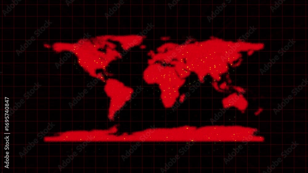 Aufkleber animated global network map red world data points broadcast graphic 4k seamless. red world map anima