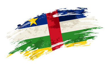Central African Republic flag grunge brushstroke texture background. Vector illustration.