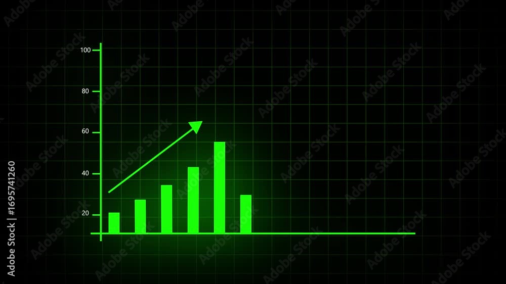 Aufkleber green graph chart animation financial statistics business presentation 4k hd loop. animated green gr