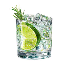 Refreshing Gin and Tonic Cocktail with Lime and Rosemary Garnish
