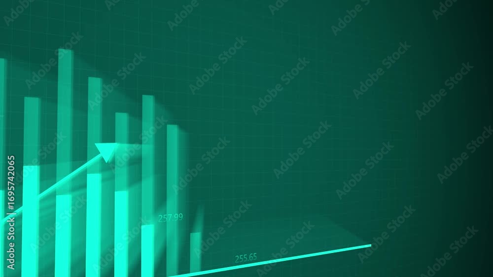 Aufkleber teal green bar graph animation business financial data presentation 4k hd loop. animated teal green 