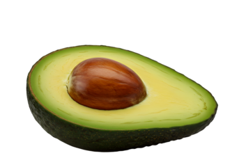 Ripe avocado half showcasing its smooth texture and rich color, perfect for healthy eating campaigns, vibrant food blogs, or promoting fresh produce benefits, ideal for vegan recipes