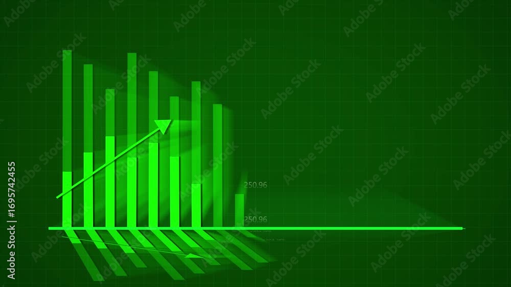 Aufkleber animated financial green bar graph chart technology business data 4k seamless loop. green bar graph 