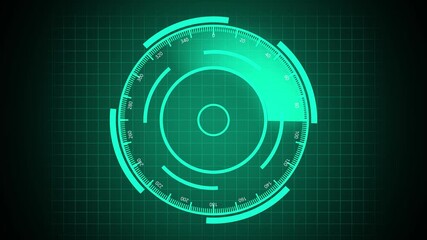 Animated futuristic hud interface green teal circular tech gauge 4k seamless loop. Green teal hud interface animation speedometer dashboard digital display 4k loop. - Powered by Adobe