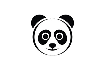 Fototapeta premium Minimalist Panda Face Vector, Round Design, Black and White, Cartoon Animal Head