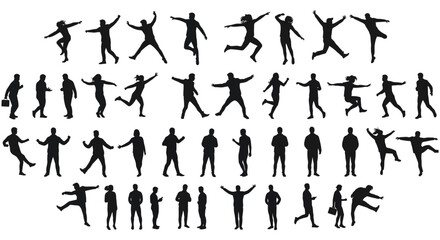 people performing various actions captured in silhouette