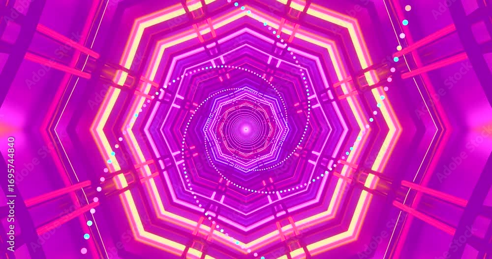 Aufkleber a seamless loop captures a tunnel of vibrant colors and geometric patterns, providing captivating vi