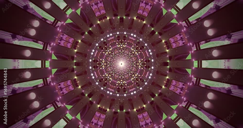 Poster captivating tunnel loop displays dynamic patterns and vibrant colors in a mesmerizing swirl. ideal f