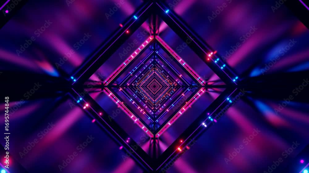 Poster hypnotic tunnel filled with vibrant lights transitions smoothly with a captivating depth effect. the