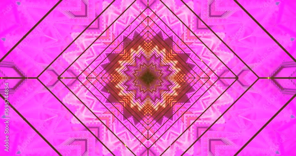 Poster a continuous display of mesmerizing tunnel visuals showcasing intricate patterns and vibrant colors.