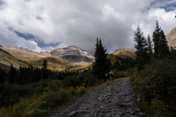 Beautiful mountain landscape with clouds at Colorado Yankee Boy Basin Pass
