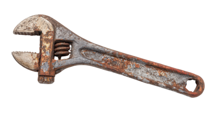 Rusty Old Wrench on Black Background