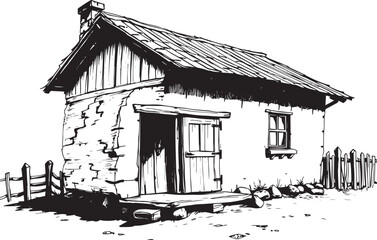 The village house. Hand drawn vector illustration