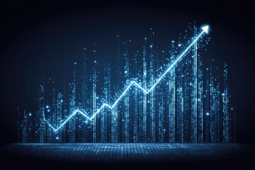 Rising graph against a digital city backdrop