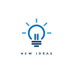 New Idea Bulb, Abstract Design with Line Rays, White Background, Creativity