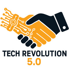 Fototapeta premium Human-AI Collaboration, Human-Robot Handshake, Contract between AI and human illustration