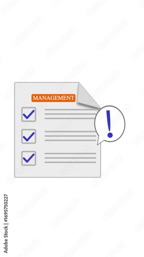 Poster business solutions with urgent checklist animation vertical video. animated illustration of manageme