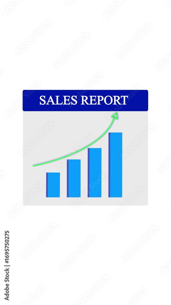 Poster vertical video of sales data increasing with report animation. animated sales report graphic shows i