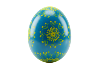 Teal Easter Egg with Yellow Floral Design on transparent background