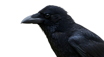 Single Crow Standing Isolated on White