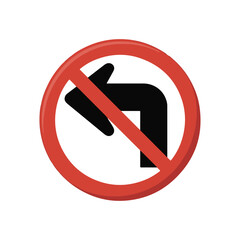 No left turn road sign. Vector illustration