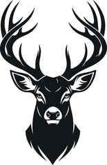 Majestic stag head silhouette powerful antlers emblematic wildlife symbol artwork