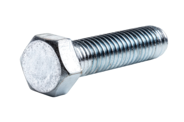 Single Large Hex-Head Bolt Isolated on White Background