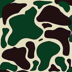 Indonesian camouflage pattern with green, brown, and black abstract shapes, suitable for military uniform, tactical design, and background textile use