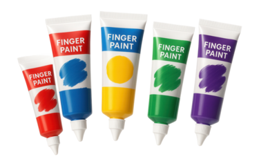 Set of finger paints in squeeze tubes
