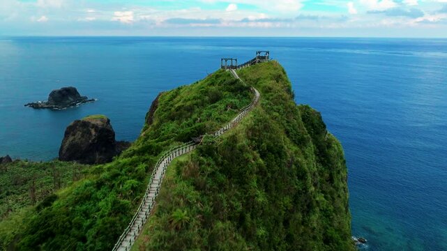Aerial view of green island in Taiwan