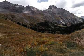 mountain landscape with clouds at Colorado Yankee Boy Basin Pass