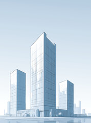 Obraz premium urban building citiyscape skyline vector illustration water color