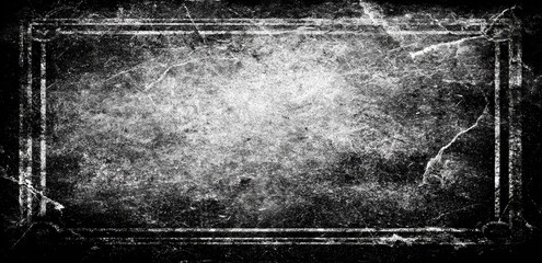 Gray-scale, textured rectangular frame with aged, distressed effect