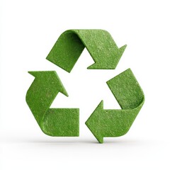 Obraz premium Bright Green Recycle Symbol Made from Recycled Paper Material