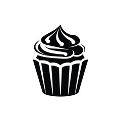 Simple Cupcake with Swirl Frosting Isolated on White Background