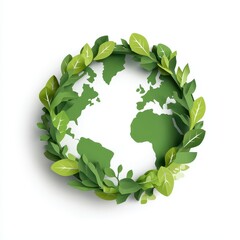 Green Earth Concept with Leafy Wreath Design for Environmental Themes