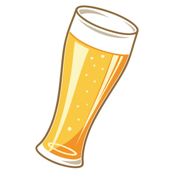 golden beer glass, bubbly, isolated clip art preview