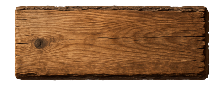 Wooden plank with rough sawn edges and natural grain pattern