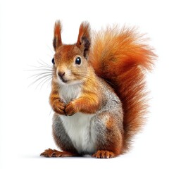 Adorable Red Squirrel with Fluffy Tail and Bright Eyes in Studio