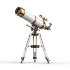 Brass and White Telescope on Tripod for Stargazing and Astronomy